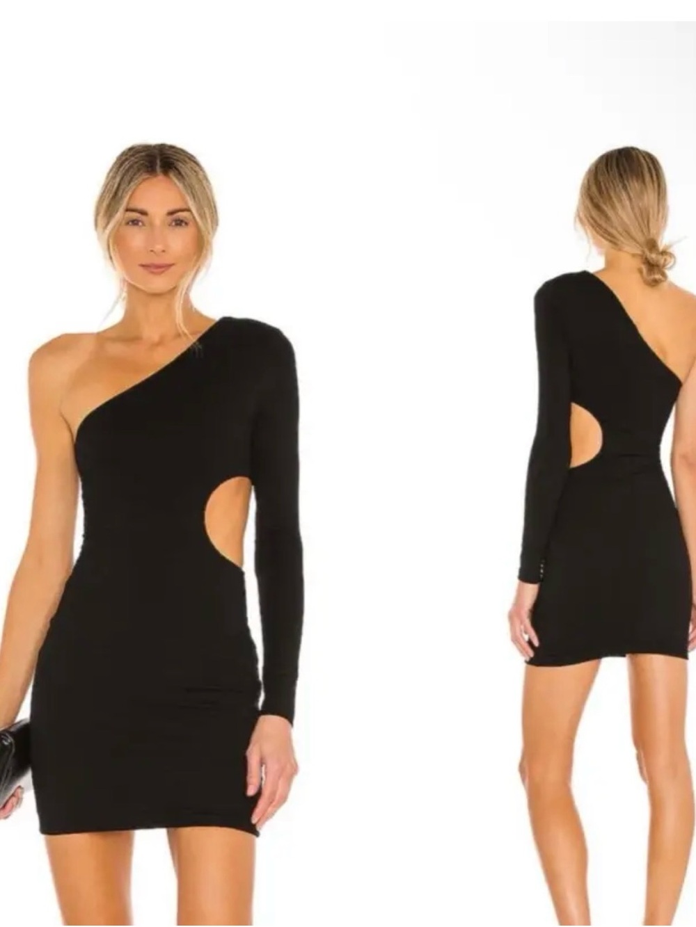 superdown Black One-Shoulder Long-Sleeve Dress